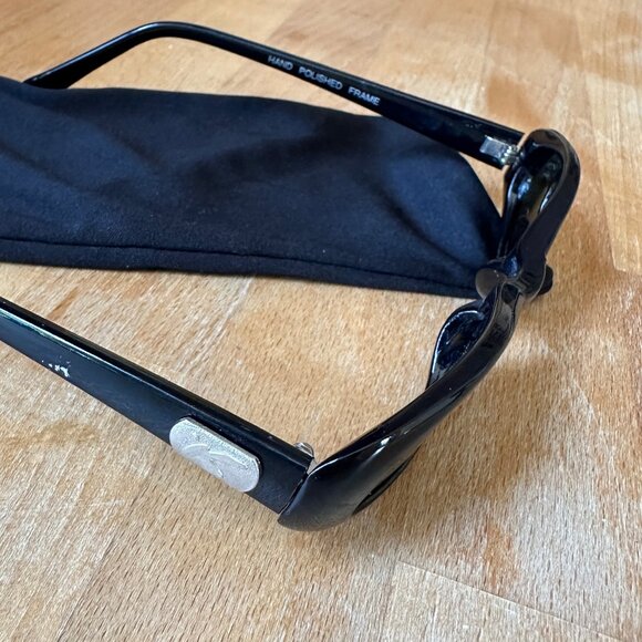 Authentic Vintage 90s Deadstock Slim Black Oval Sunglasses - Picture 6 of 7